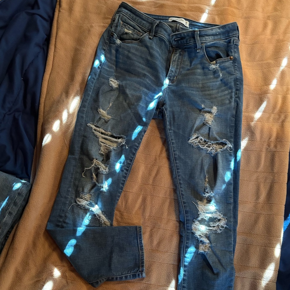 Abercrombie & Fitch Distressed Blue Jeans